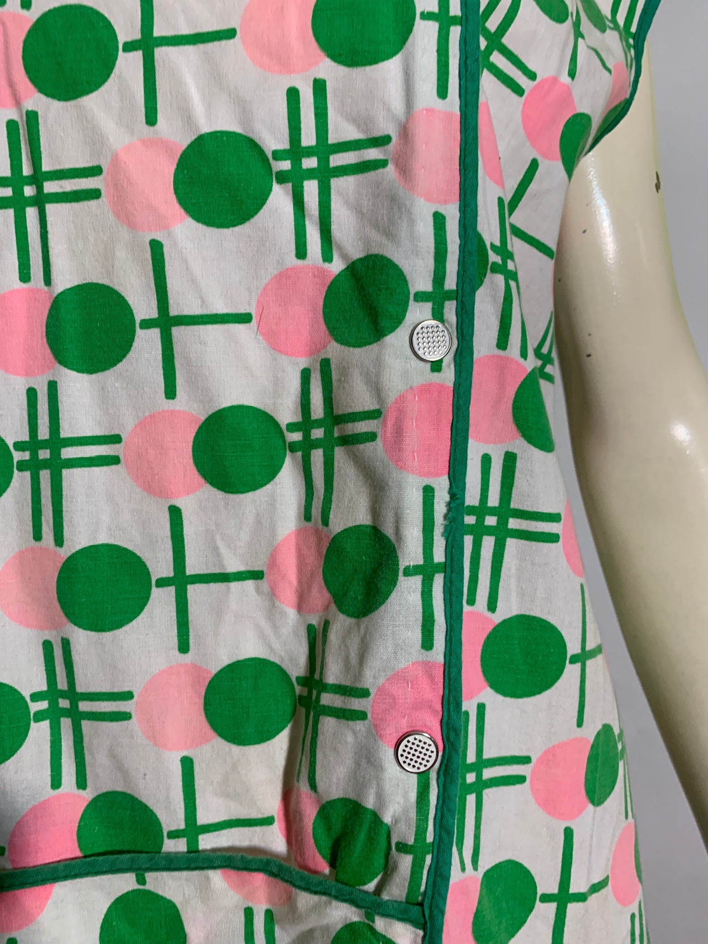 Pink and Green Polka Dot Smock Top circa 1960s