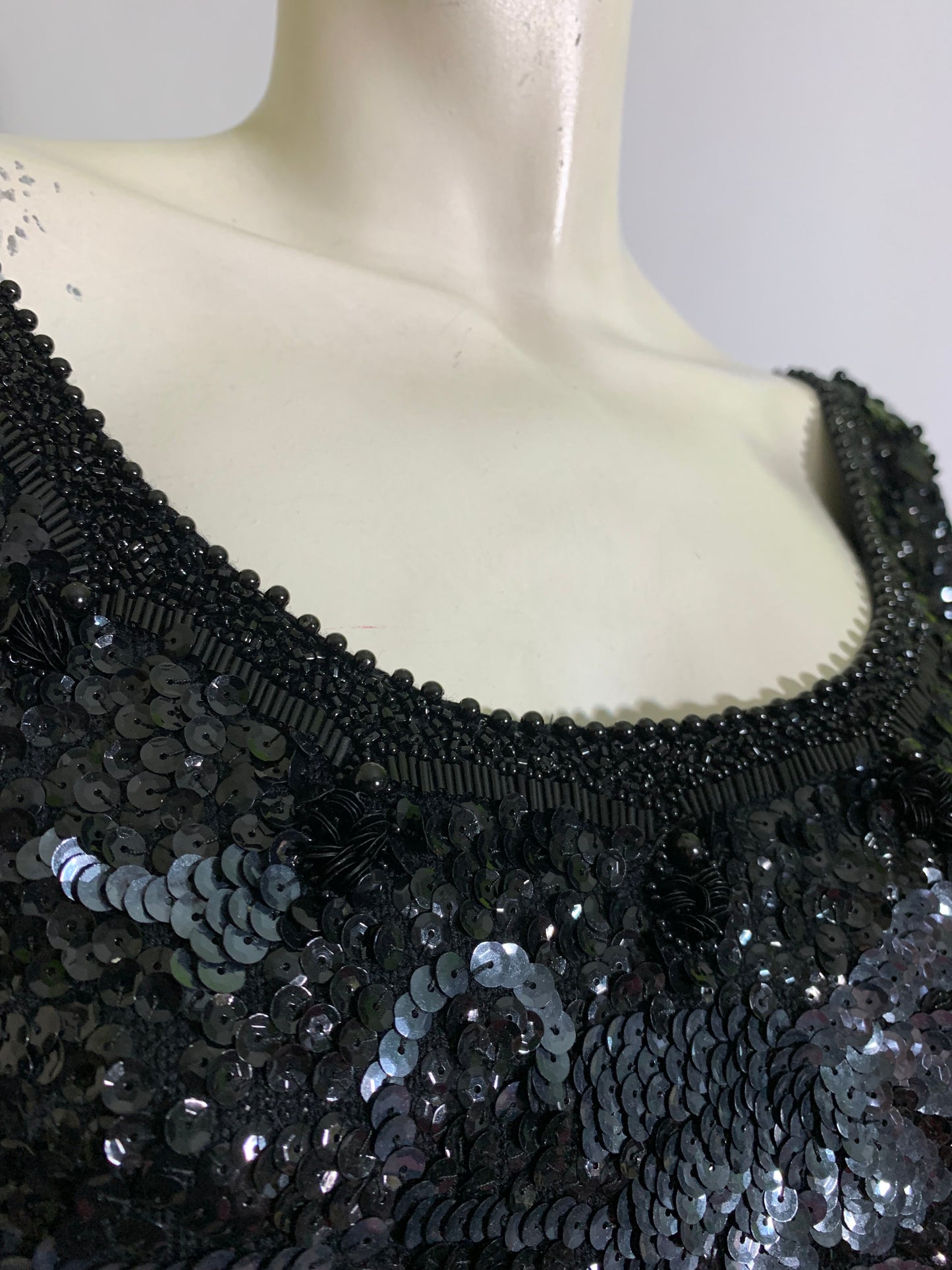 Iconic Black Wool Heavily Beaded and Sequined Cocktail Dress from Sands Hotel circa 1960s