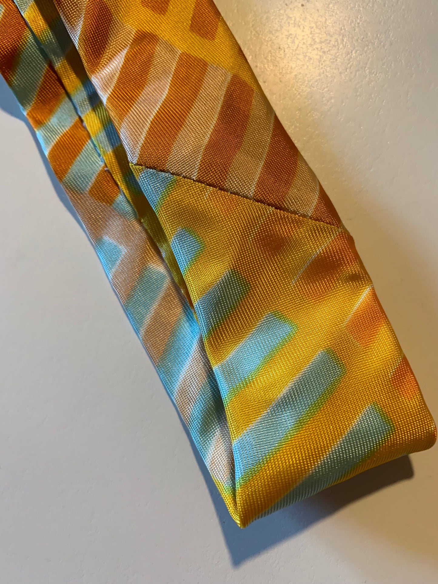 Dandy Worthy Purple, Orange and Yellow Geometric Design Silk Tie circa 1940s