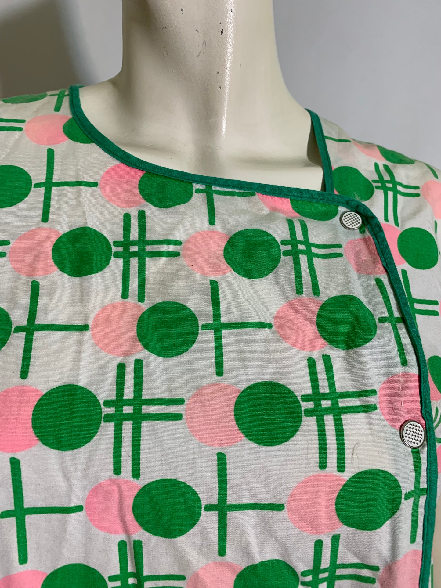 Pink and Green Polka Dot Smock Top circa 1960s