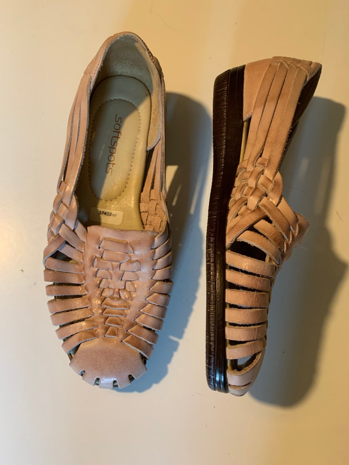 Palest Pink Leather Classic Huaraches circa 1980s sz 6