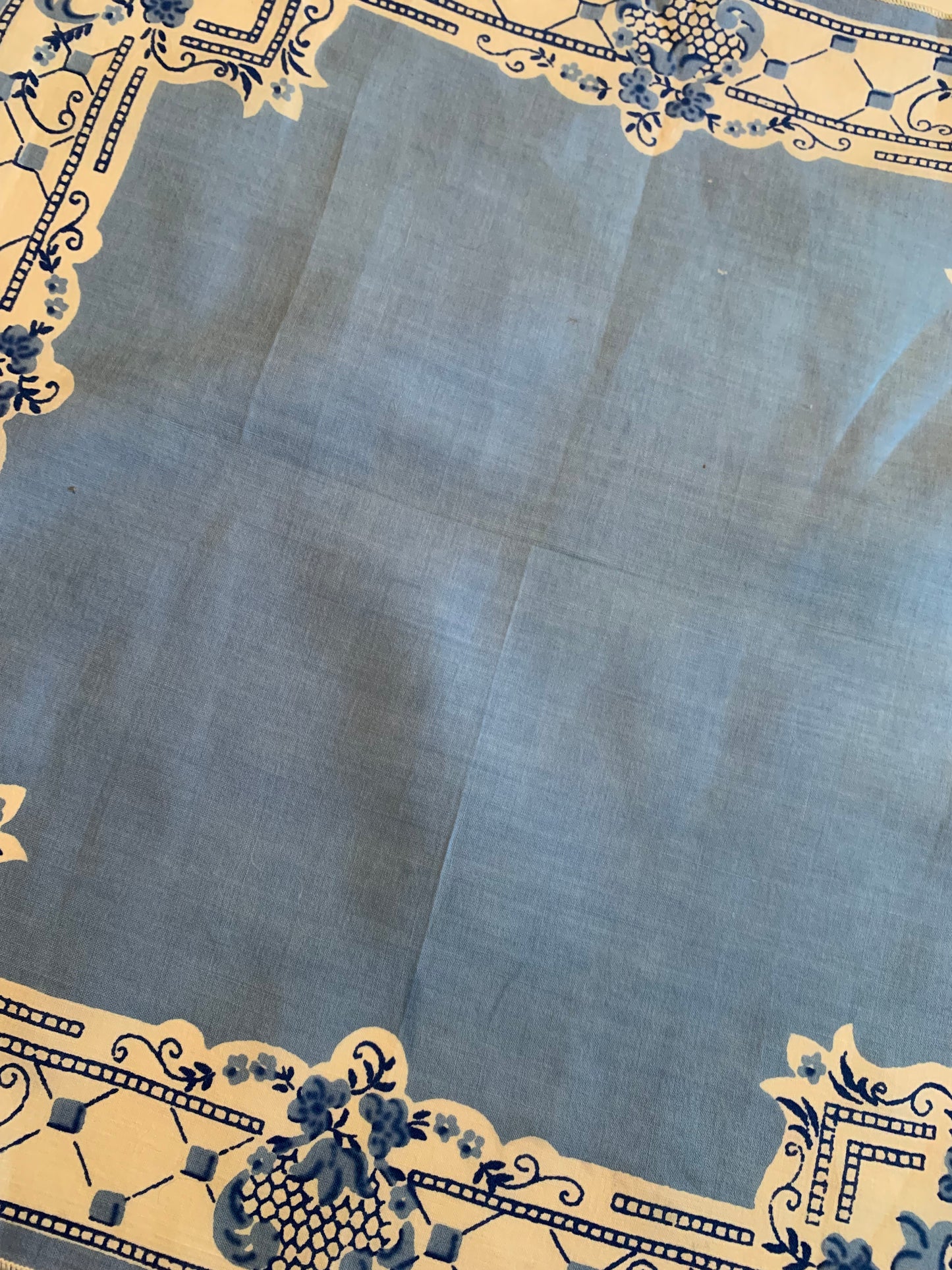 Blue Asian Print Handkerchief circa 1950s