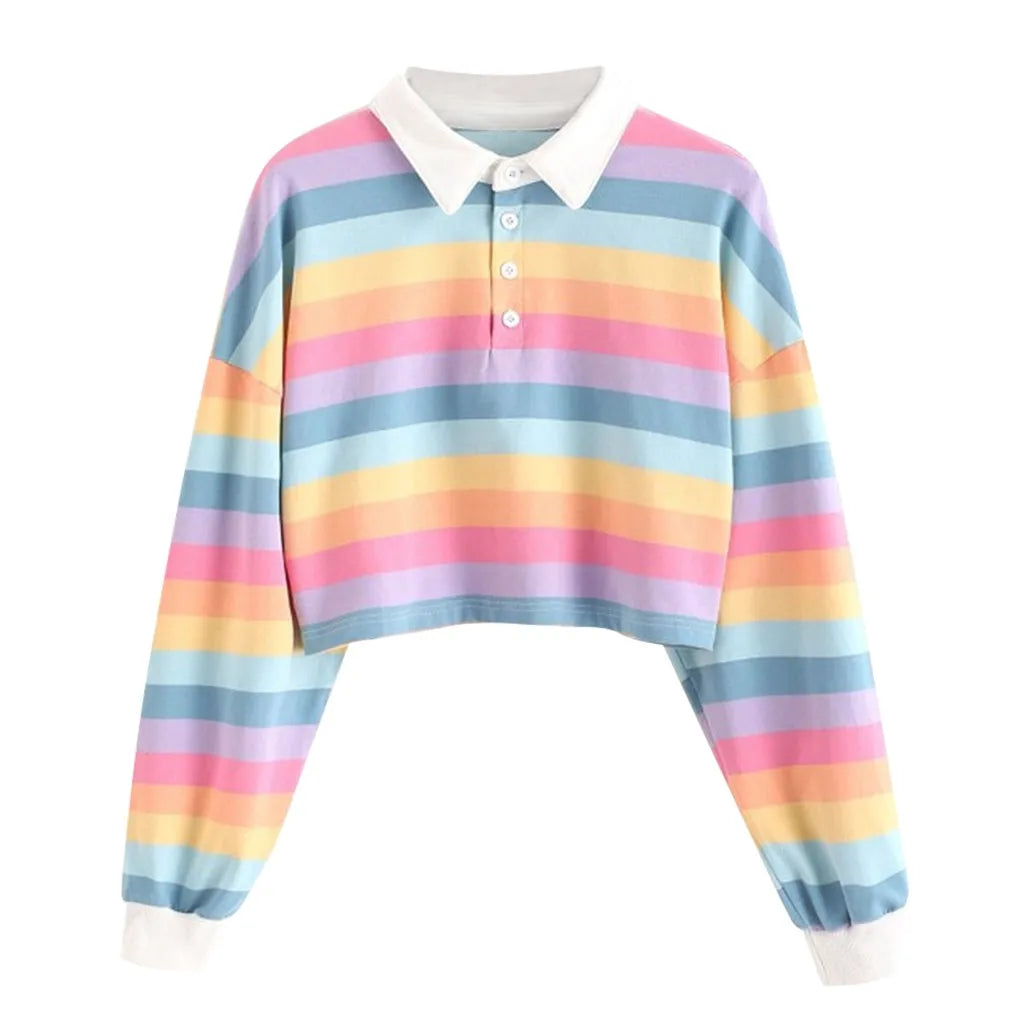 1983- the Bright or Pastel Rainbow Striped Crop Top