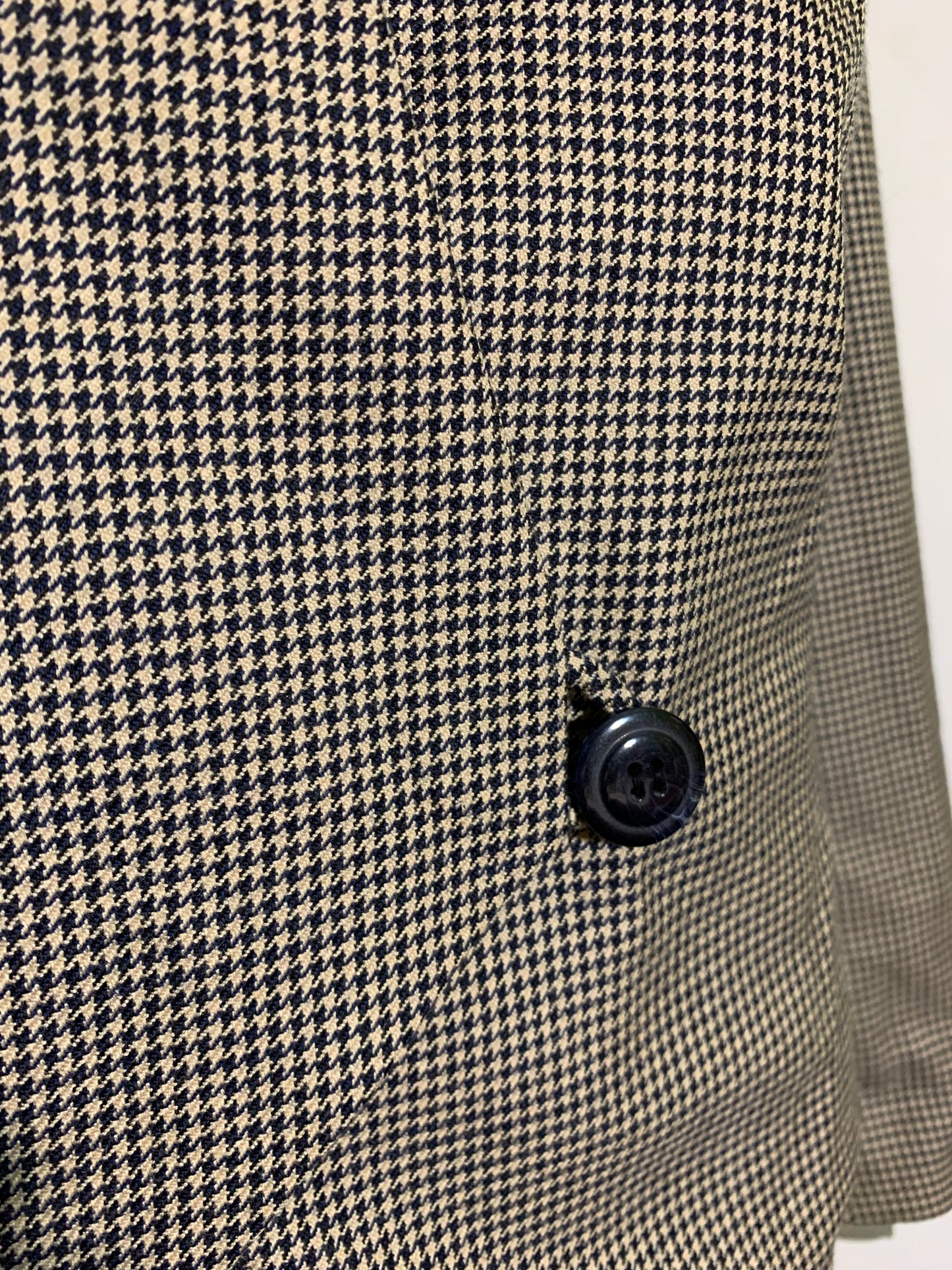 Houndstooth Checked Grey and Black Suit with Long Pencil Skirt Button Slit circa 1980s