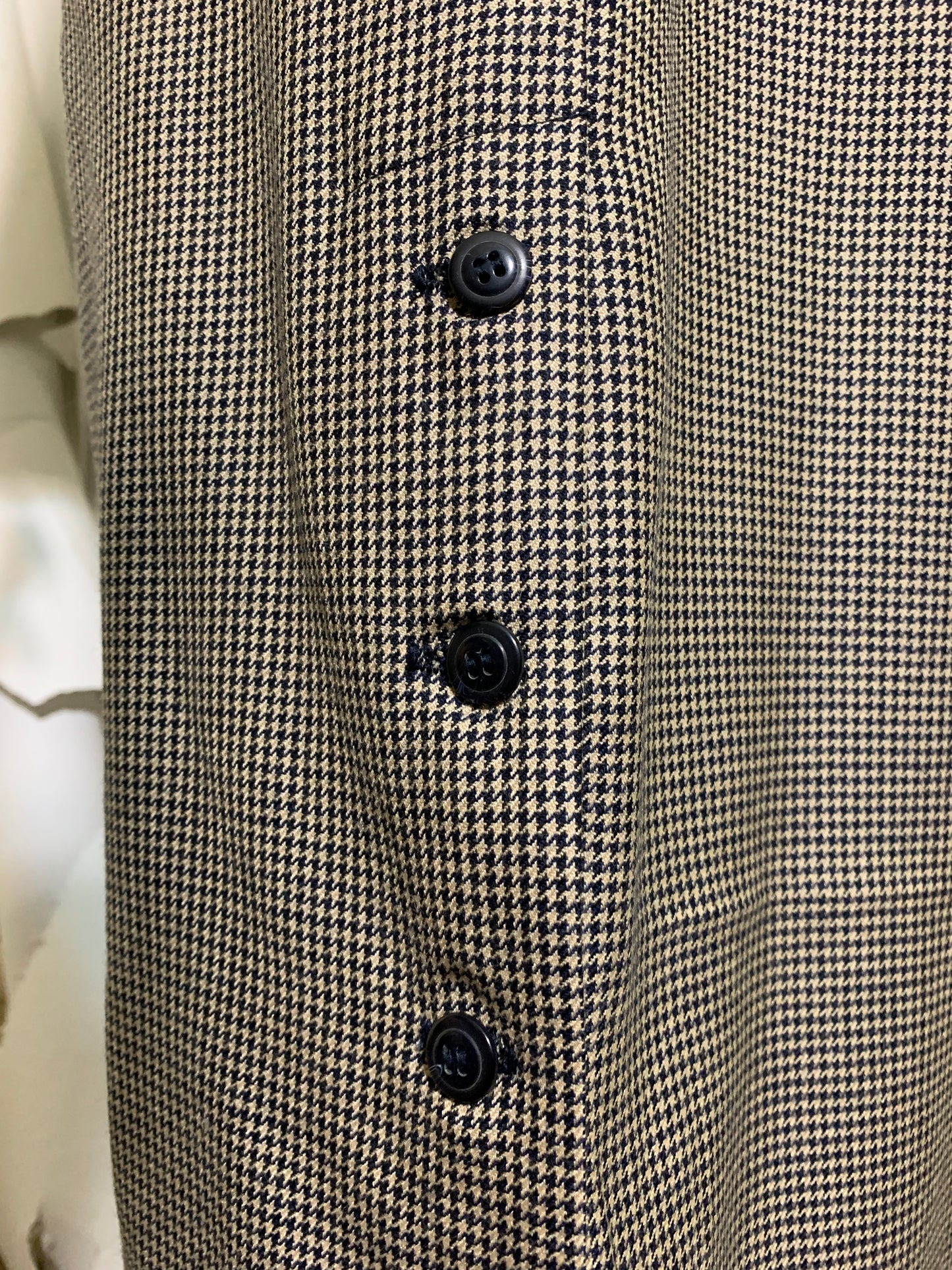 Houndstooth Checked Grey and Black Suit with Long Pencil Skirt Button Slit circa 1980s