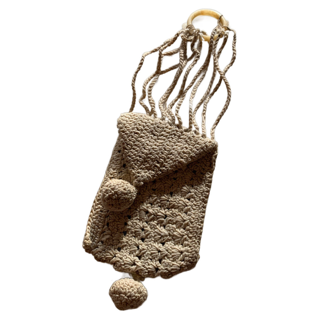 Dainty Ivory Crochet Reticule Bag circa 1890s