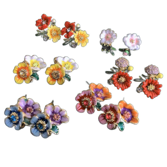 Florals- the Flower and Rhinestone Earrings Collection