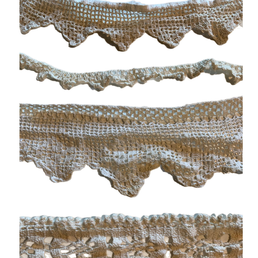 Lot 4 Pieces Lace Ribbon Trim circa 1900