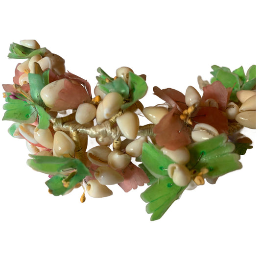 Pink Celluloid Flower and Shell Headpiece or Jewelry Section circa 1930s