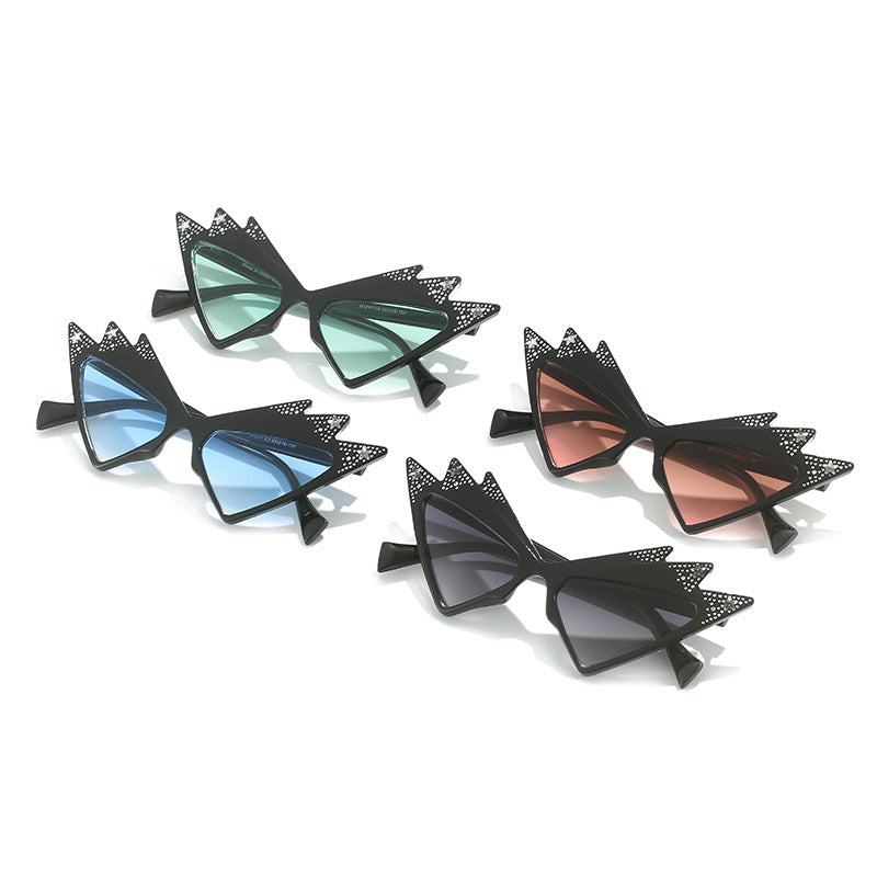 Lightning- the Jagged Cat Eye Sunglasses with Rhinestones 4 Colors