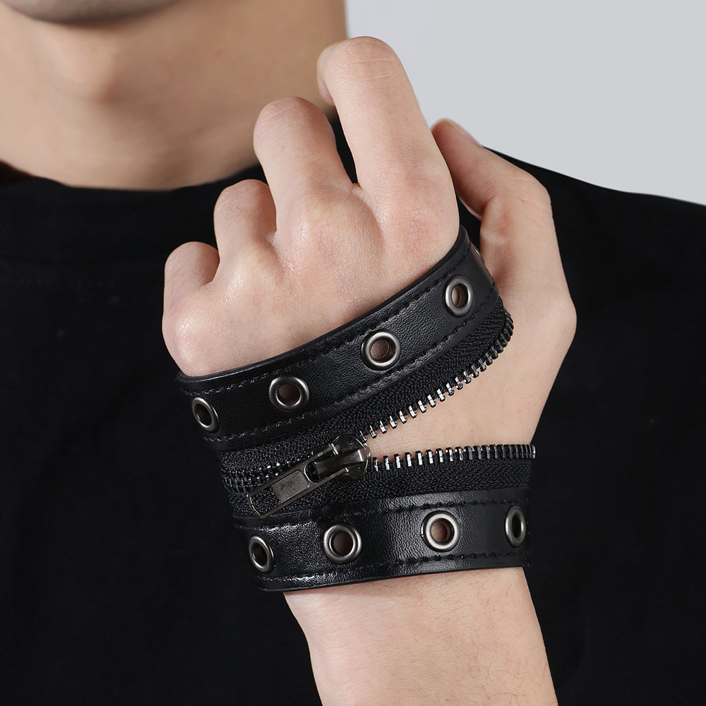 Rocker- the Black and Pink Zippered Wrist Band
