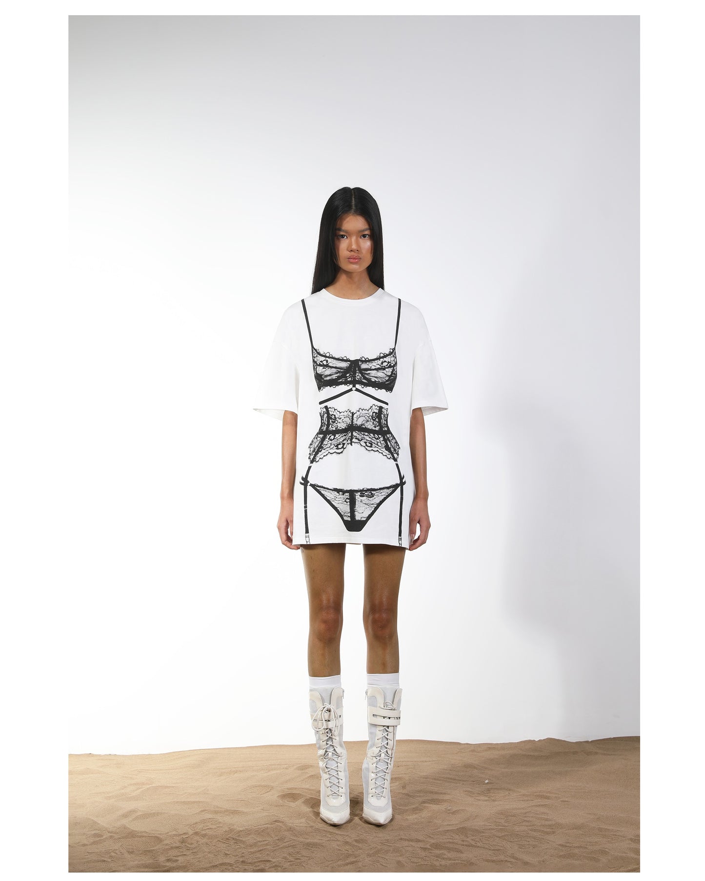 Intimate- the Lingerie or Bikini Trompe l'oeil White Tee Shirt 2 Styles