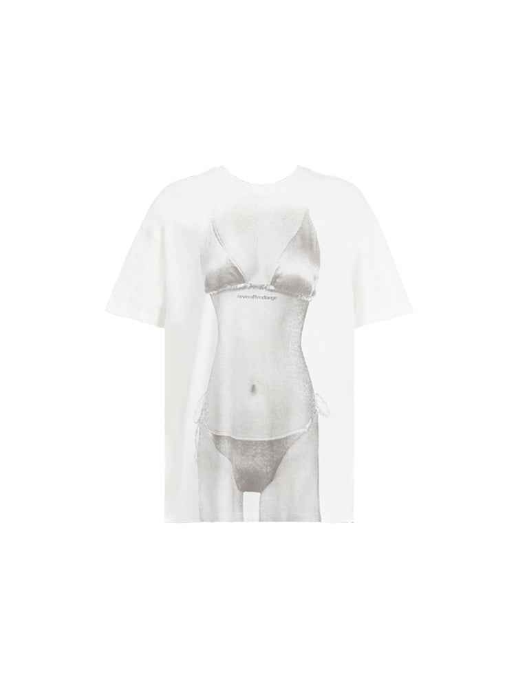 Intimate- the Lingerie or Bikini Trompe l'oeil White Tee Shirt 2 Styles