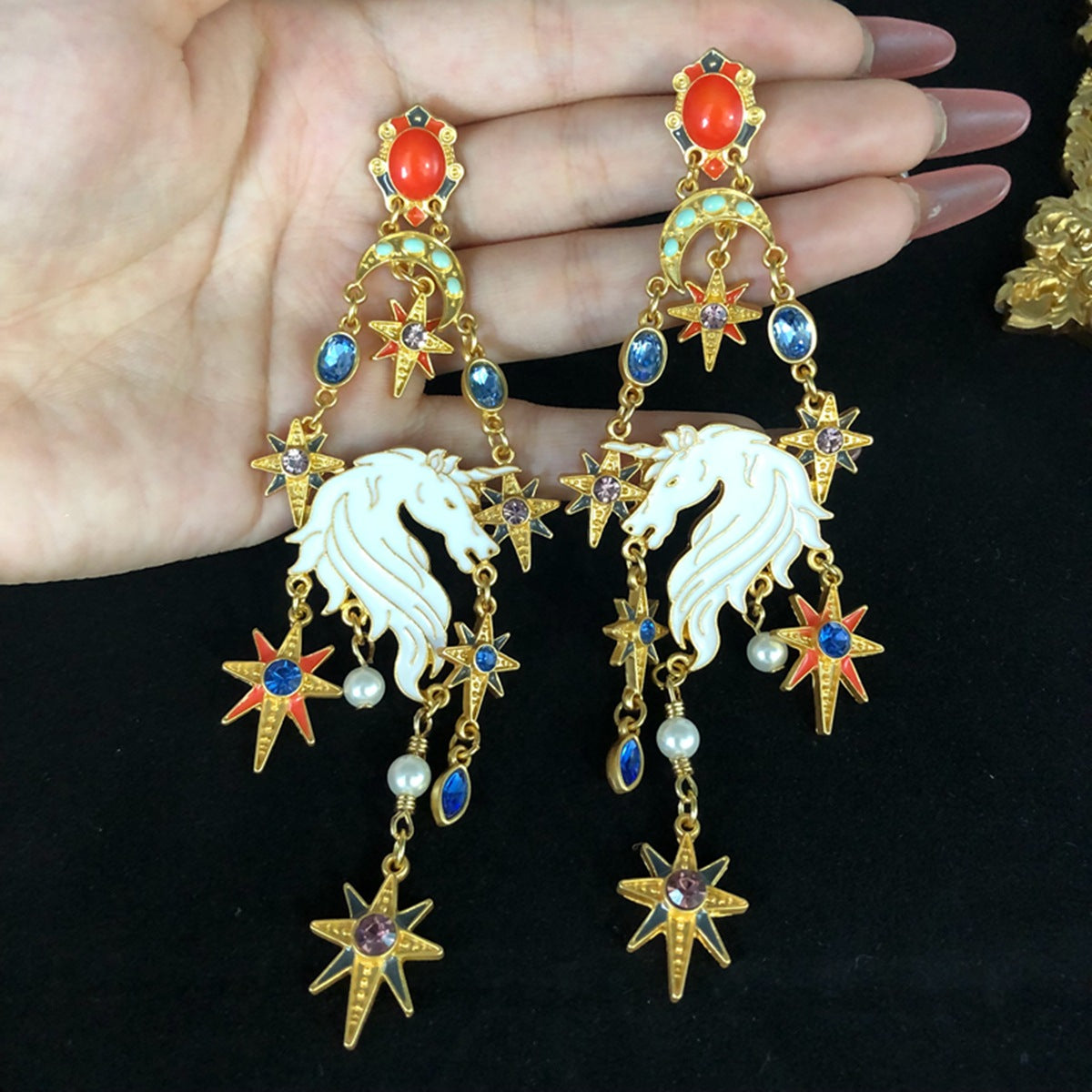 Last Unicorn- the Baroque Unicorn Dangle Earrings