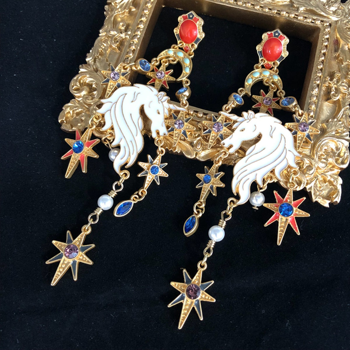 Last Unicorn- the Baroque Unicorn Dangle Earrings