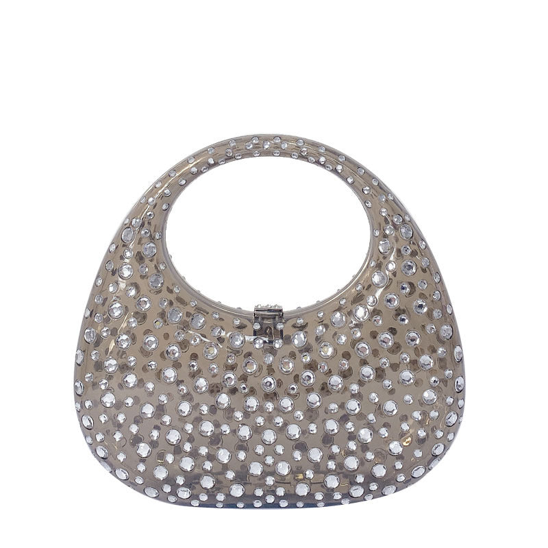 Clearly- the Clear Lucite Rhinestone Dotted Handbag 8 Colors