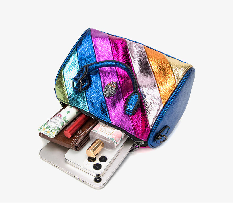 Glambow- the Metallic Disco Glam Rainbow Striped Handbag