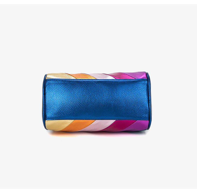 Glambow- the Metallic Disco Glam Rainbow Striped Handbag