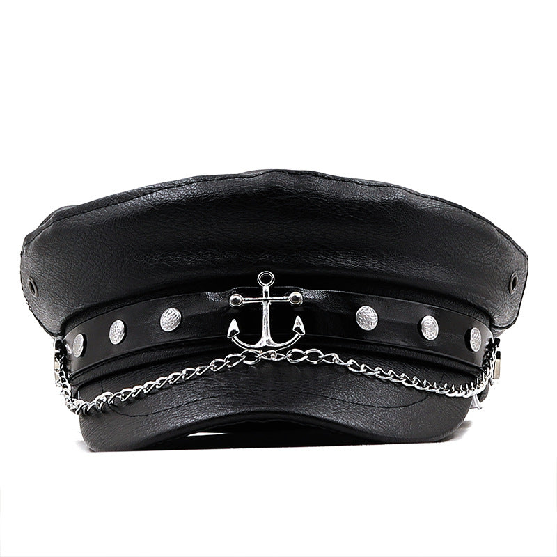 My Captain- the Anchor and Studded Black Vinyl Captain's Hat