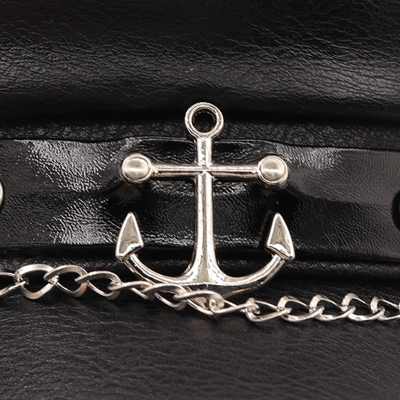 My Captain- the Anchor and Studded Black Vinyl Captain's Hat