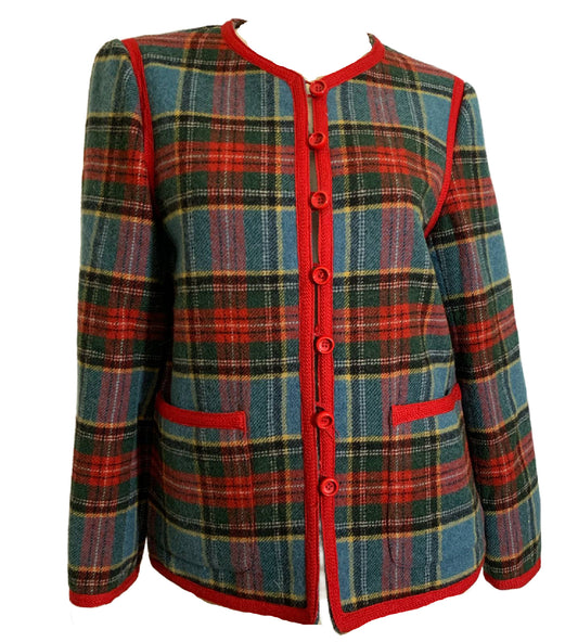 Classic Tartan Plaid Wool Boxy Cut Jacket circa 1960s