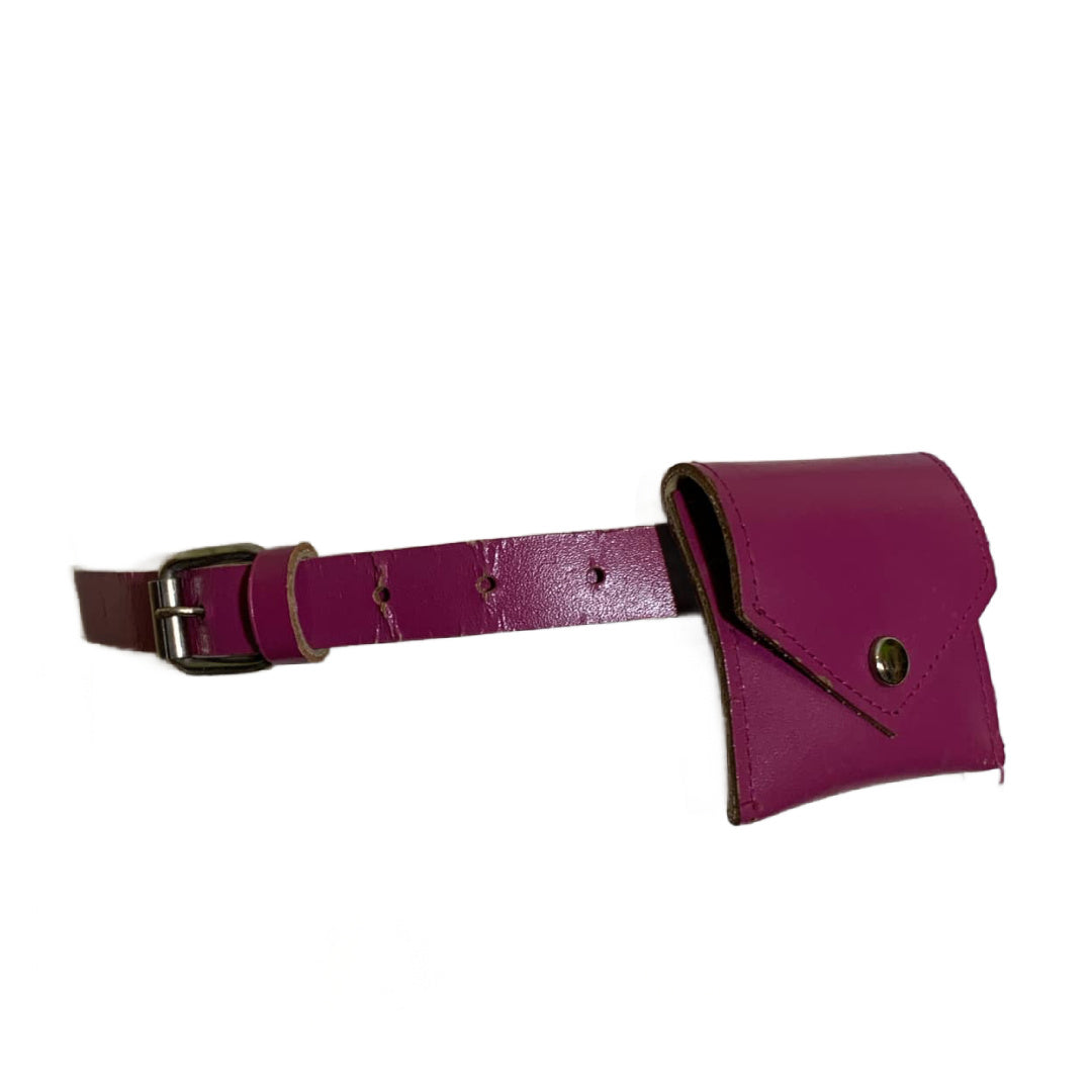 Skinny Magenta Belt with Little Bag circa 1980s