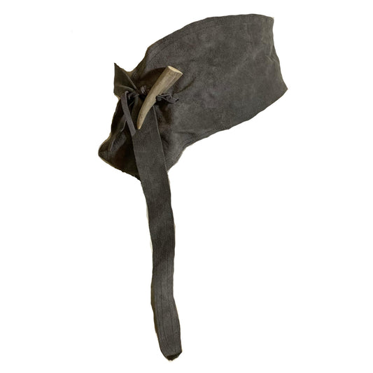 Smoky Grey Suede Faux Bone and Tie Closure circa 1980s