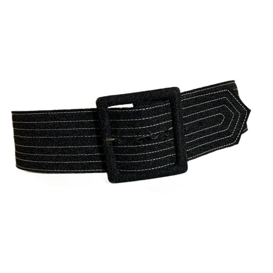 Deep Charcoal Grey Quilted Fabric Belt circa 1980s