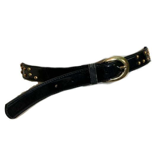Black Patent Skinny Vinyl Belt with Gold Metal Studs circa 1980s