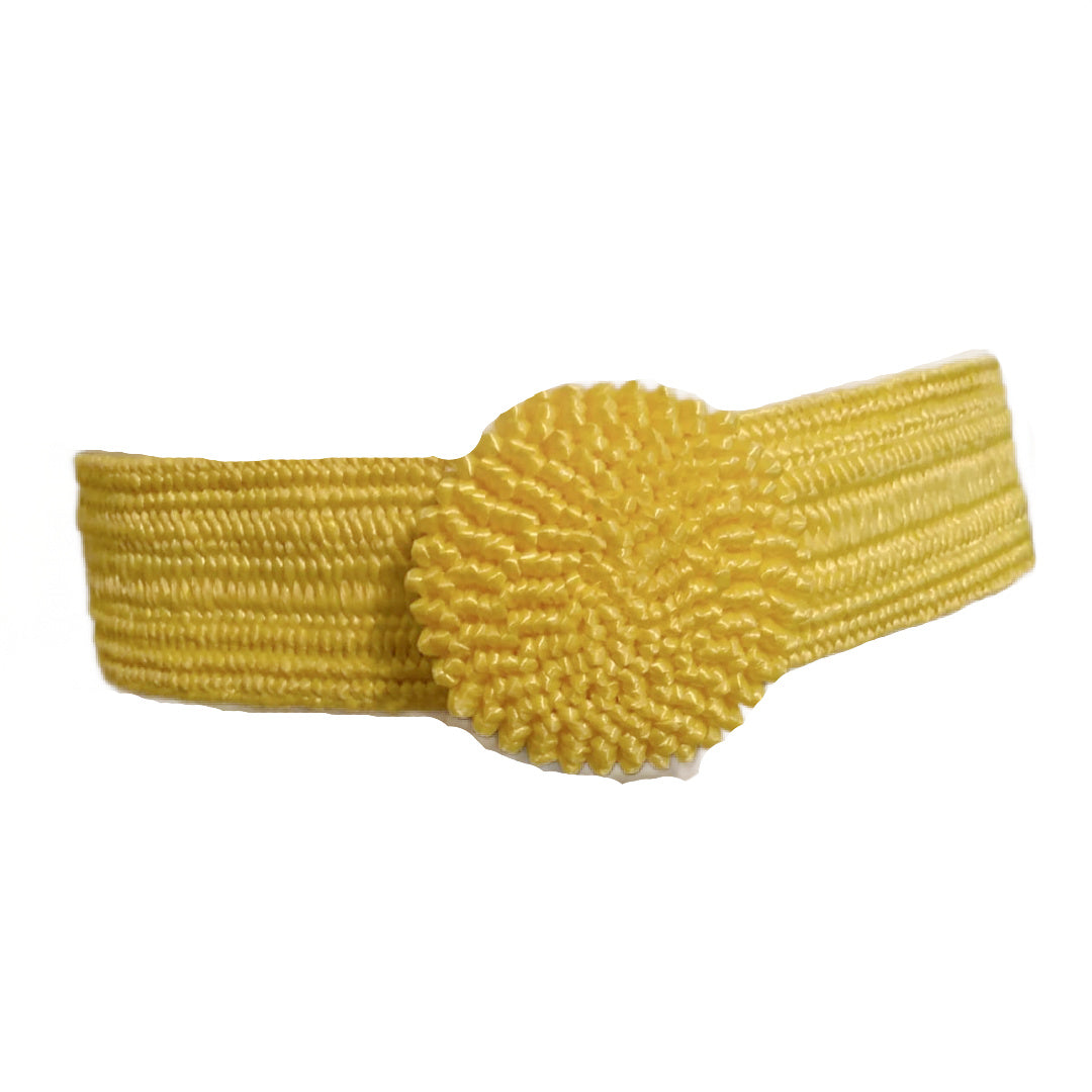 Lemon Yellow Elastic Sisal Belt circa 1980s