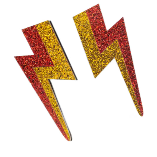 Angie- the Two-Tone Glitter Lightning Bolt Earrings 6 Color Ways