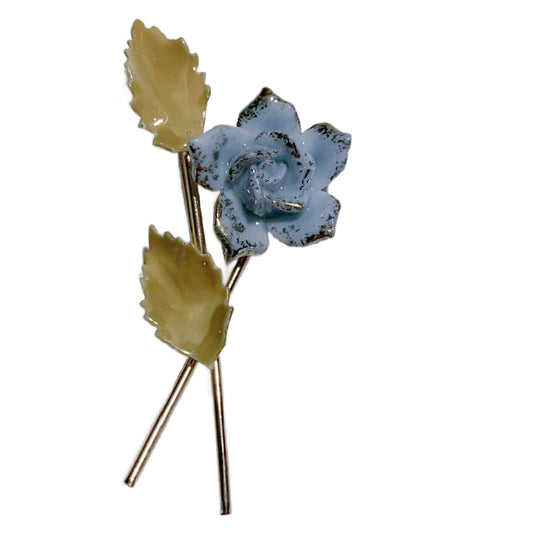 Powder Blue and Gold Rose Brooch circa 1960s