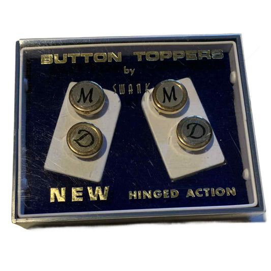 D M Inital Shirt Button Covers by SWANK circa 1960s