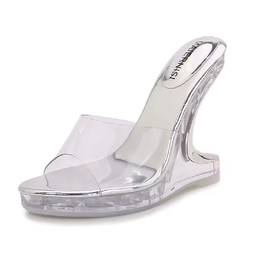 Crystal- the Clear Lucite Cantilever Heel Shoes