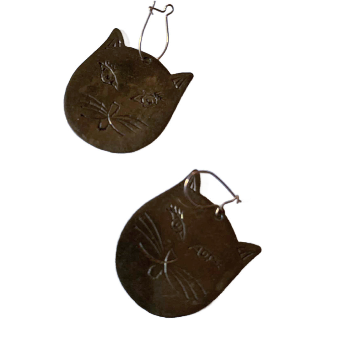 Etched Silver Plated Dangle Earrings circa 1960s