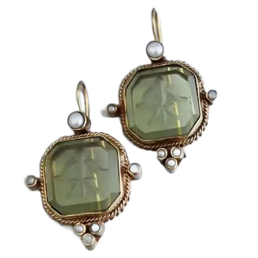 Safi- the Carved Acrylic and faux Seed Pearl Dangle Earrings 5 Colors