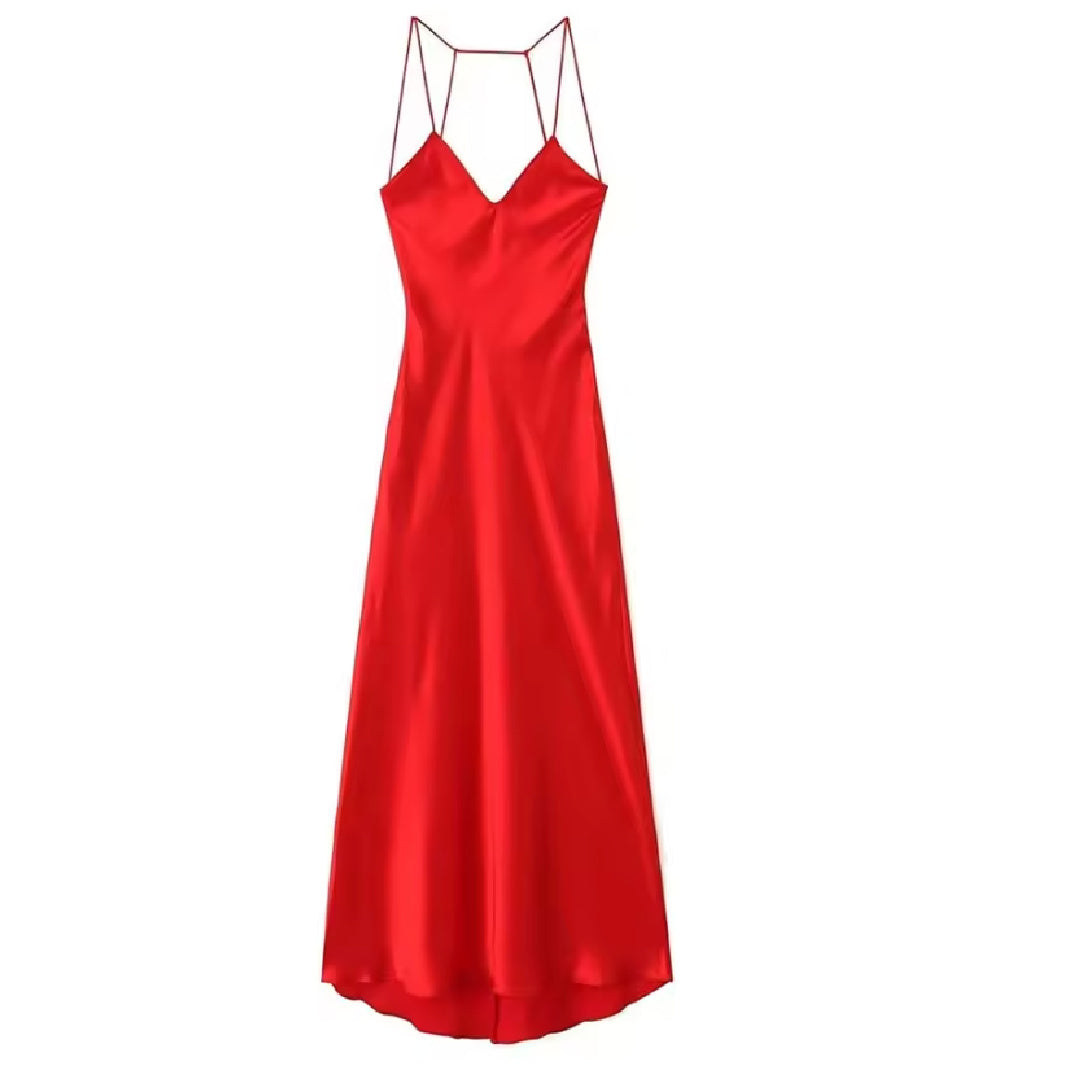 Cherisse- the Cherry Red Satin 30s Style Dress