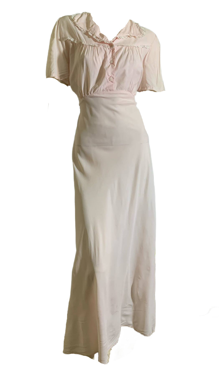 Blush Pink Rayon Lace Trimmed Nightgown circa 1950s