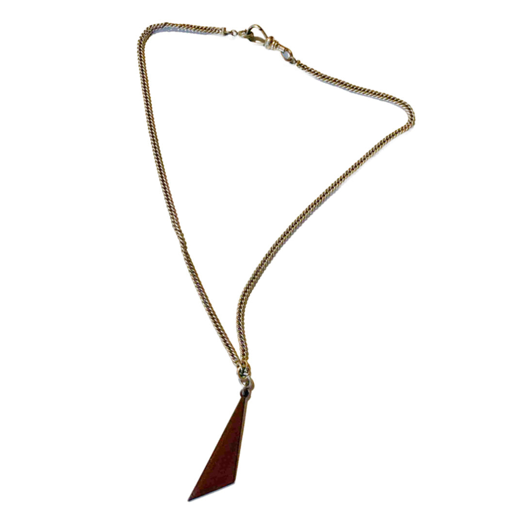 Syrup Brown Angular Geometric Enameled Copper Pendant and Chain Necklace