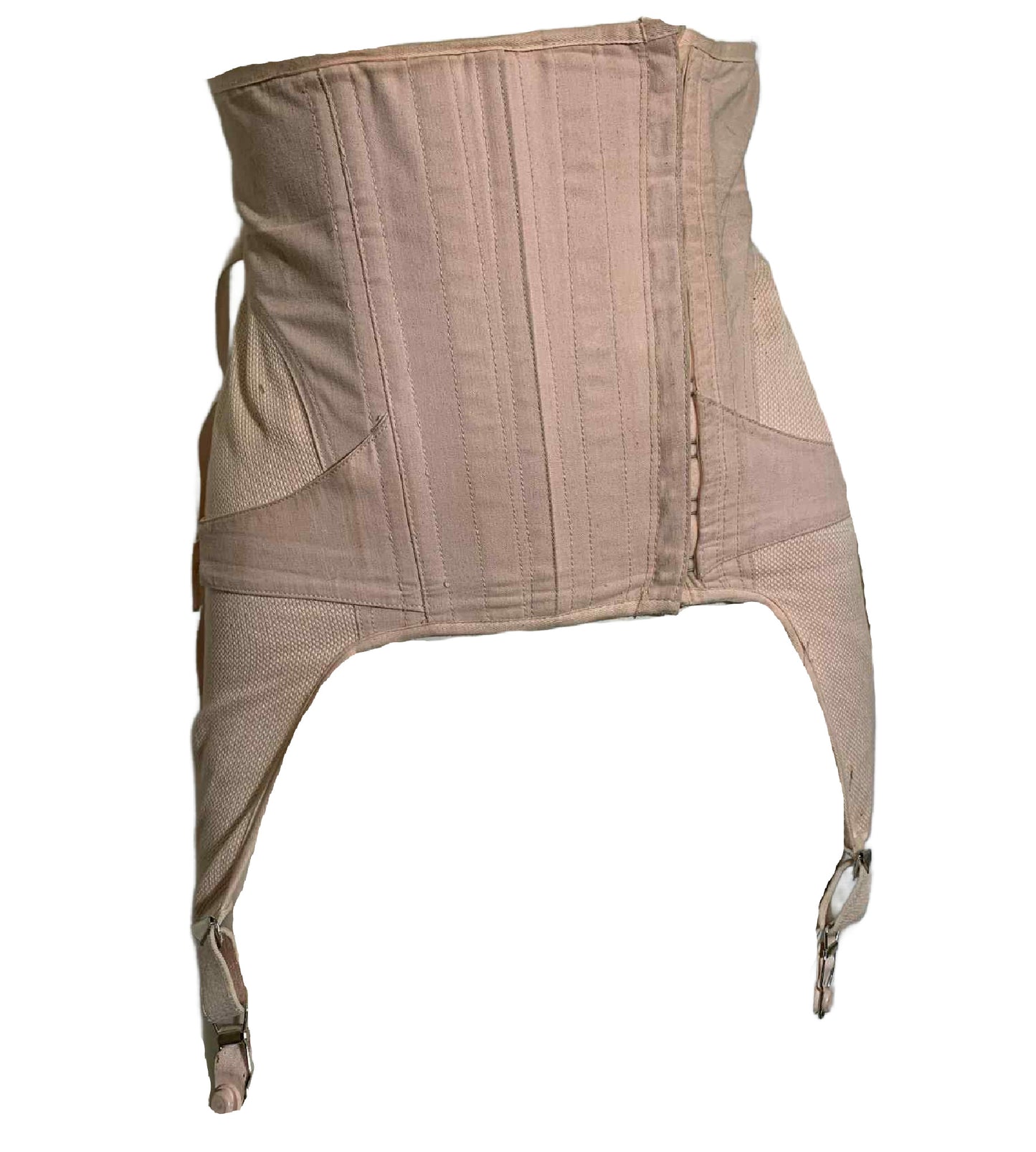 Legendary Peach Fan-Laced Back Steel Boned Corset by CAMP circa 1930s