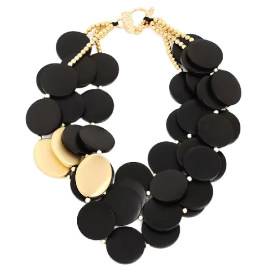 Shag- the Black and Gold Disc Necklace