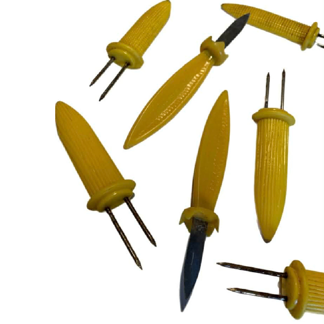 Yellow Corn Shaped Corn Holders 1960s