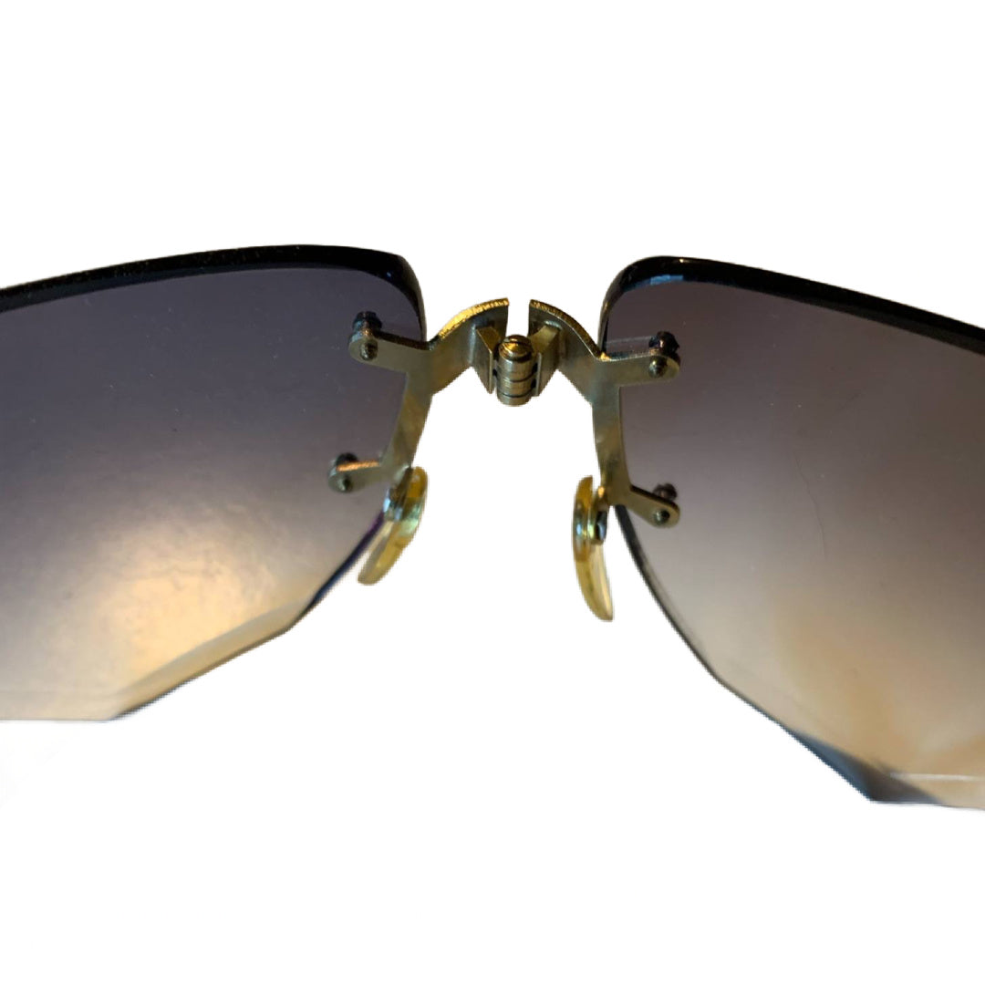 Fold-Up Amber Tinted Beveled Edge Sunglasses circa 1970s