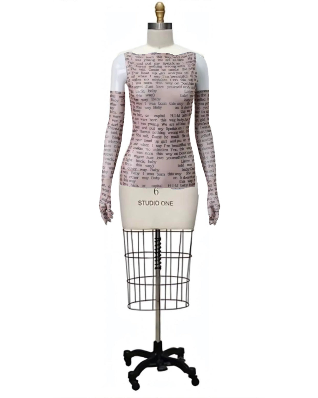 Stephi- Gaga Lyrics Mesh Sleeveless Shirt and Gloves 3 Color Ways