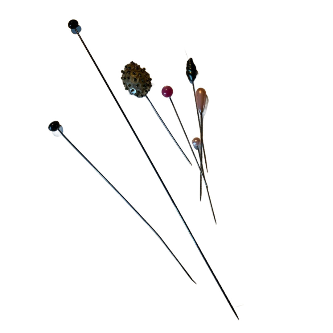 Hat Pin Lot 2 Steel Antique + Sequins and More circa 1910s-40s