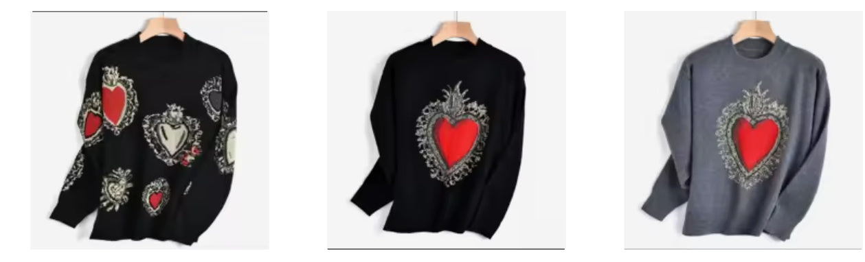 Tully- the Baroque Heart Design Sweater 4 Styles