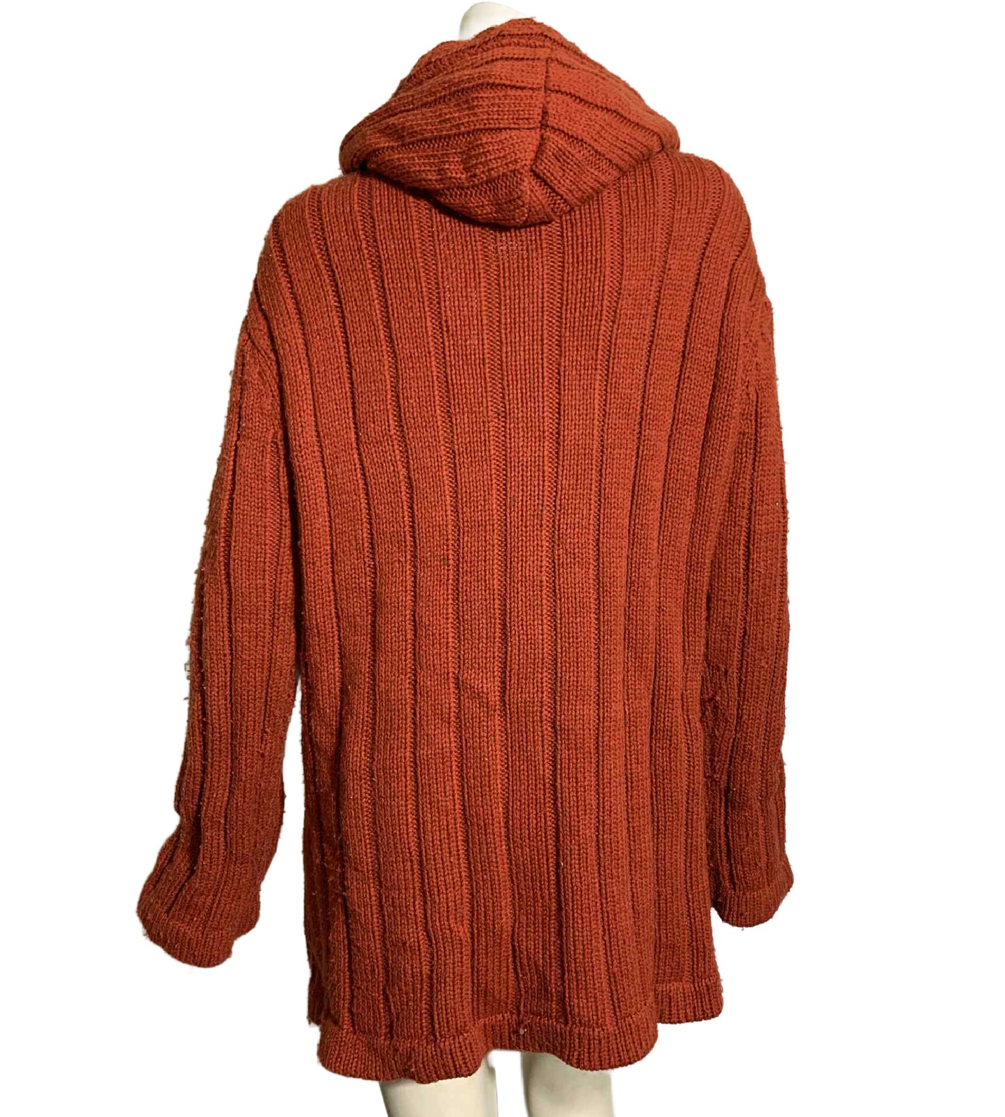 Cinnamon Hooded Sweater with Suede Patchwork Front circa 1970s