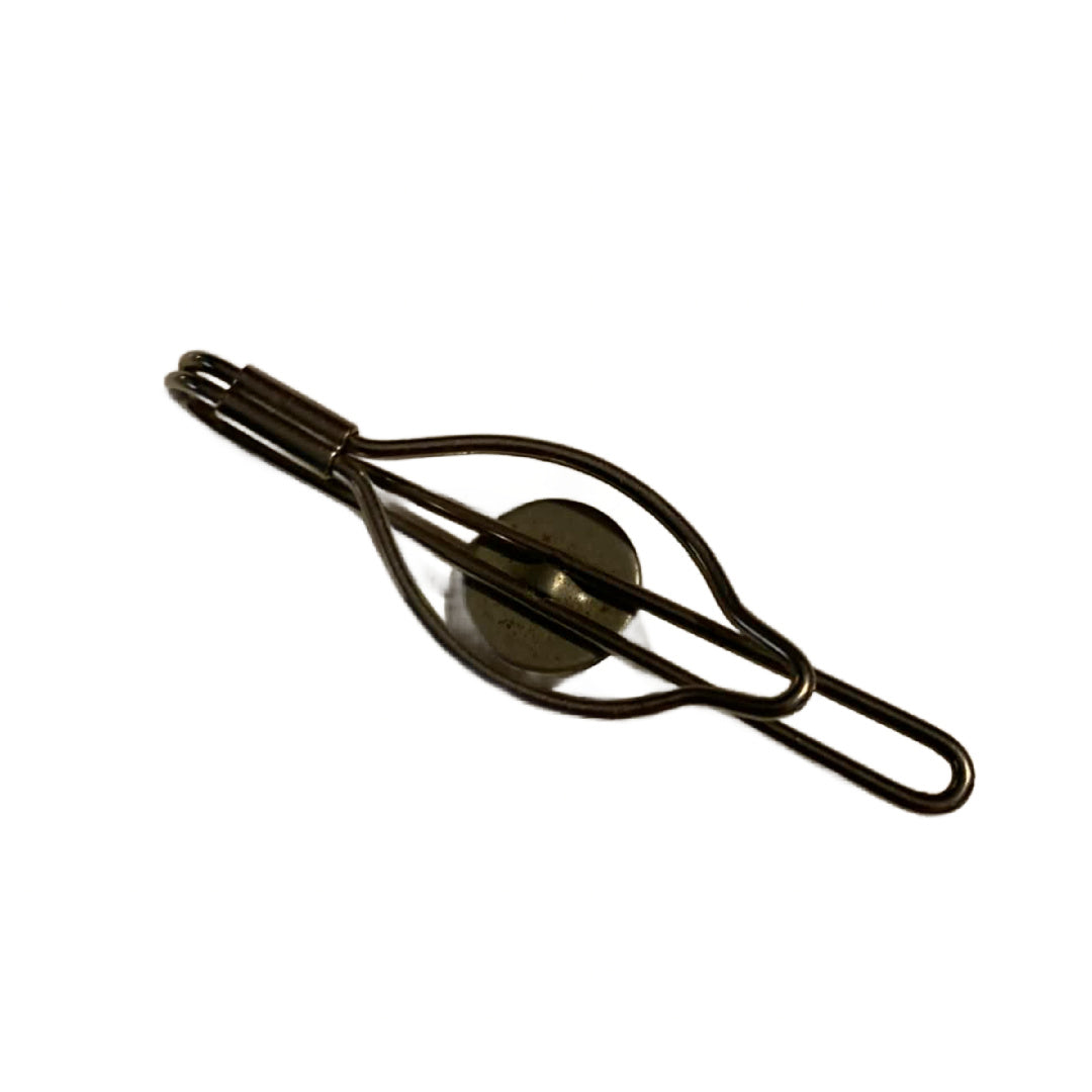 Horsehead Glass Domed Silver Tone Metal Tie Clip circa 1940s