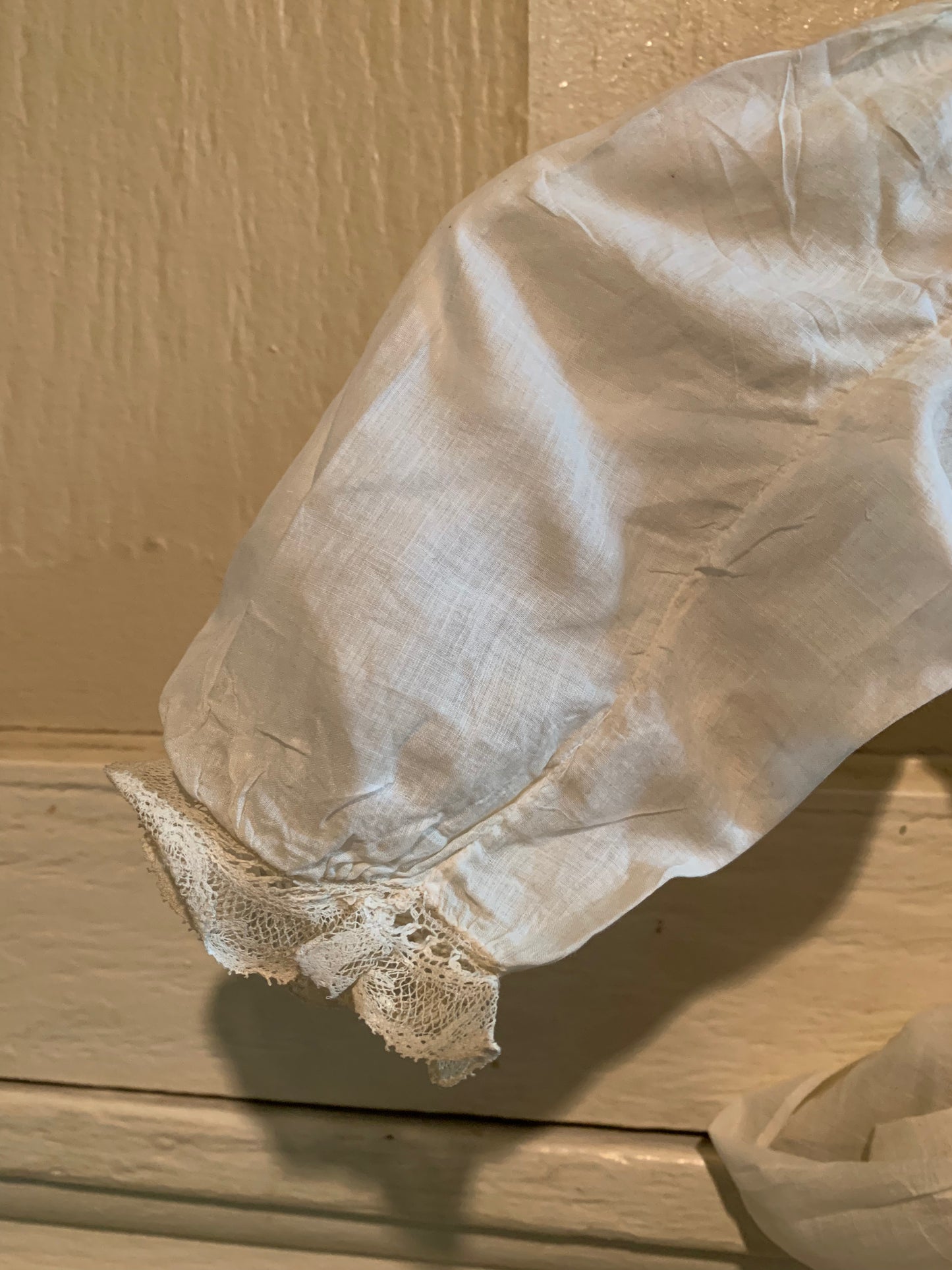 Lawn Cotton and Lace Christening Gown with Sash circa 1910s