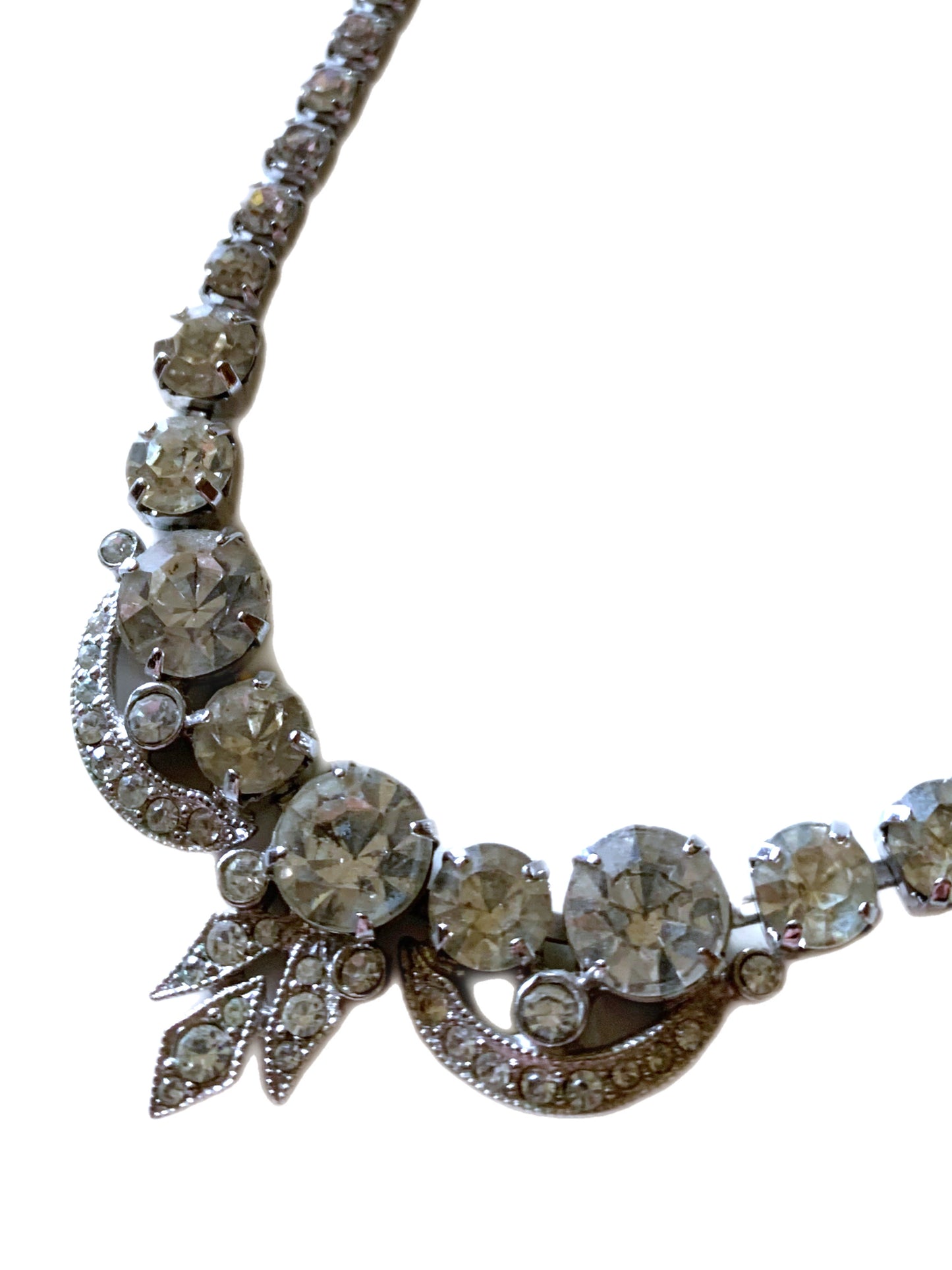 Clear Rhinestone and Marcasite Choker Necklace circa 1950s